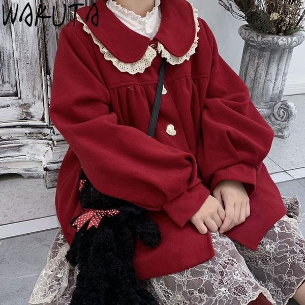 wakuta red wool winter coat women sweet loose coat female lace heart buttons patchwork korean japanese kawaii thick 20201, Black
wakuta red wool winter coat women sweet loose coat female lace heart buttons patchwork korean japanese kawaii thick 20201, Black