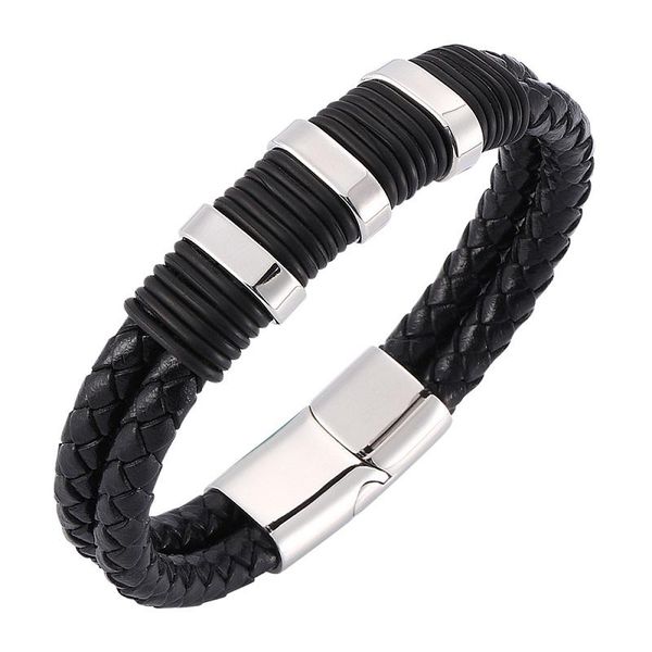 trendy black braided leather bracelet men jewelry stainless steel magnetic buckle fashion leather rope bracelet wristband gifts, Golden;silver
trendy black braided leather bracelet men jewelry stainless steel magnetic buckle fashion leather rope bracelet wristband gifts, Golden;silver