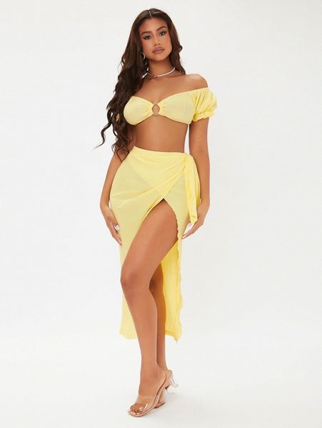 sxy off shoulder puff sleeve o-ring ruched crop & wrap knot skirt set x4p6#, White
sxy off shoulder puff sleeve o-ring ruched crop & wrap knot skirt set x4p6#, White
