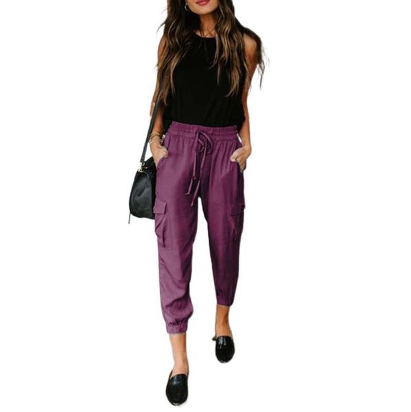 european and american solid color loose casual pants pockets drawstring pants women, Black;white
european and american solid color loose casual pants pockets drawstring pants women, Black;white