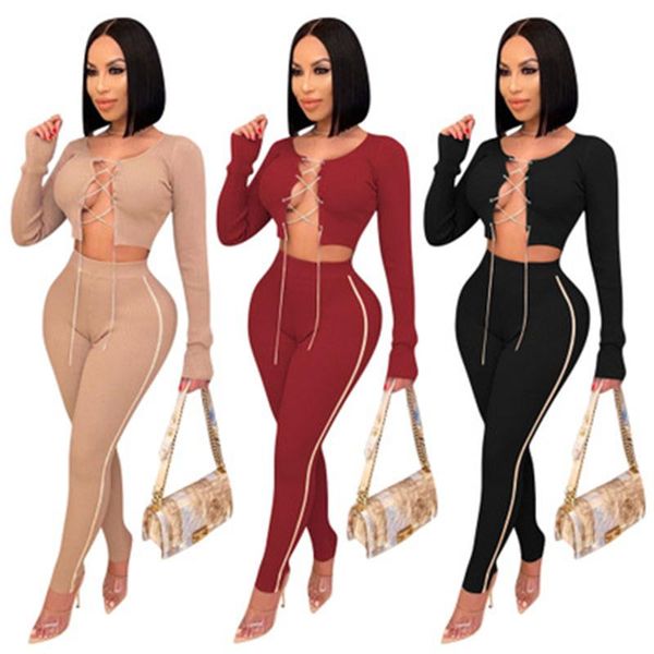 womens bandage sports suits fashion trend long sleeve round neck pants tracksuits clothing designer female winter slim casual 2pcs sets, Gray
womens bandage sports suits fashion trend long sleeve round neck pants tracksuits clothing designer female winter slim casual 2pcs sets, Gray