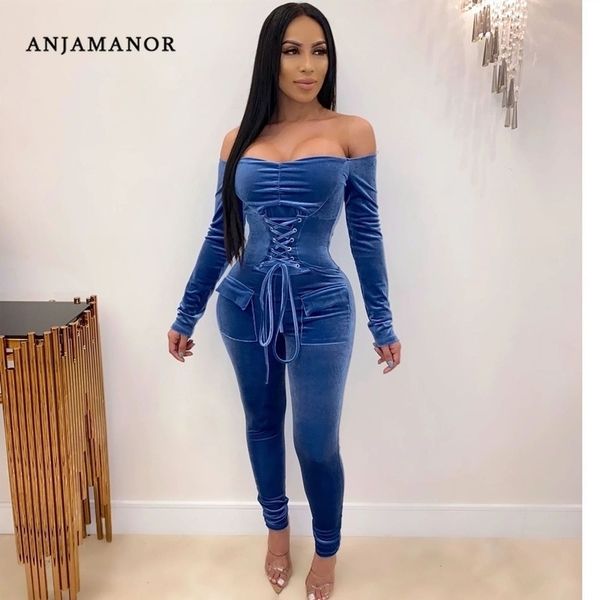 anjamanor velvet jumpsuit winter party club one piece outfits lace up long sleeve off shoulder bodycon jump suits d30-af97 y200422, Black;white
anjamanor velvet jumpsuit winter party club one piece outfits lace up long sleeve off shoulder bodycon jump suits d30-af97 y200422, Black;white