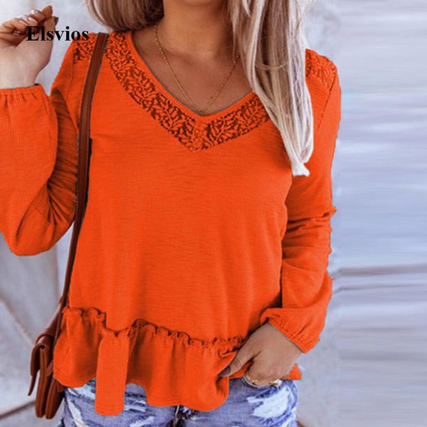 v neck patchwork lace blouse shirt casual women loose knitted ribbed pullover autumn long sleeve ruffle blusa plus size, White
v neck patchwork lace blouse shirt casual women loose knitted ribbed pullover autumn long sleeve ruffle blusa plus size, White