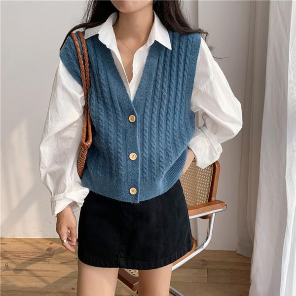 women's vests kawaii sweater vest women sleeveless v neck solid single breasted waistcoat autumn winter twist knitted for jacket, Black;white
women's vests kawaii sweater vest women sleeveless v neck solid single breasted waistcoat autumn winter twist knitted for jacket, Black;white
