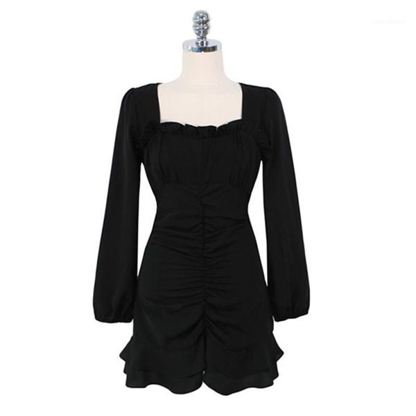 perhaps u women black white vintage square collar spring dress long sleeve ruched elegant mermaid mini dress korea d23111, Black;gray
perhaps u women black white vintage square collar spring dress long sleeve ruched elegant mermaid mini dress korea d23111, Black;gray