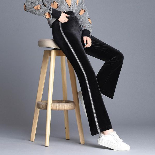 women's pants & capris micro trumpet velvet spring and autumn loose straight tube slim waist trousers, Black;white
women's pants & capris micro trumpet velvet spring and autumn loose straight tube slim waist trousers, Black;white