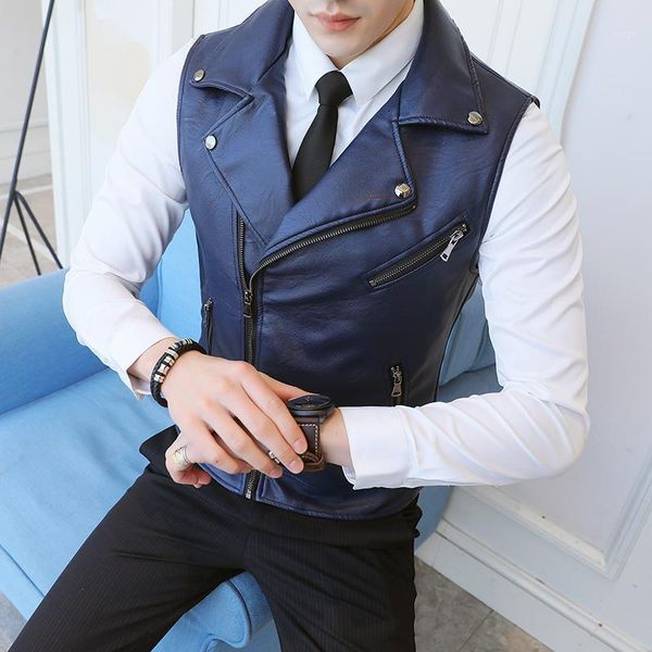 men faux leather zipper vest slim fit solid biker korean spring waistcoat outwear1, Black
men faux leather zipper vest slim fit solid biker korean spring waistcoat outwear1, Black