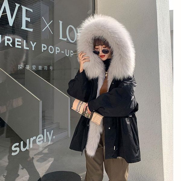 women's fur & faux 2021 cotton liner parker parka fashion adjustable waist collar winter jacket women medium long hooded coat, Black 
women's fur & faux 2021 cotton liner parker parka fashion adjustable waist collar winter jacket women medium long hooded coat, Black