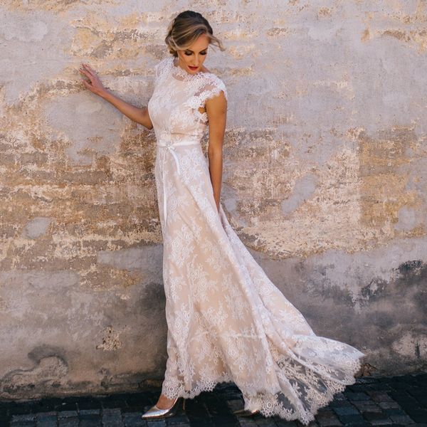 vintage champagne lace bohemian wedding dress a line cap sleeve backless bridal gown vestidos de novia 201114, White;black
vintage champagne lace bohemian wedding dress a line cap sleeve backless bridal gown vestidos de novia 201114, White;black