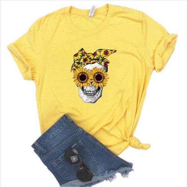 bandana skull sunflower print women tshirt cotton casual funny t shirt gift for lady yong girl tee 6 color pm 110, White
bandana skull sunflower print women tshirt cotton casual funny t shirt gift for lady yong girl tee 6 color pm 110, White