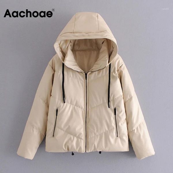 women's leather & faux aachoae women parkas 2021 winter hooded thick coat solid long sleeve pu padded jacket fashion zipper up warm par, Black
women's leather & faux aachoae women parkas 2021 winter hooded thick coat solid long sleeve pu padded jacket fashion zipper up warm par, Black