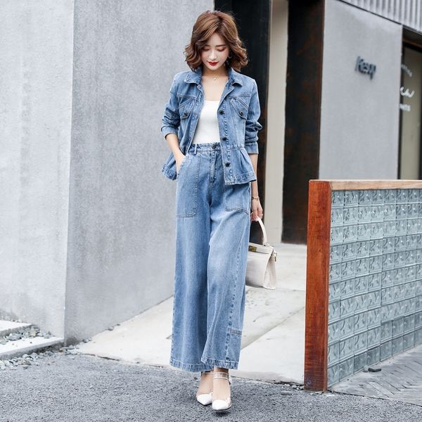 b4vkf fashion trendy denim new women's suit 2020 autumn flounced coatwide leg pants short coat belly-covering short coat wide-legged pa, Gray
b4vkf fashion trendy denim new women's suit 2020 autumn flounced coatwide leg pants short coat belly-covering short coat wide-legged pa, Gray