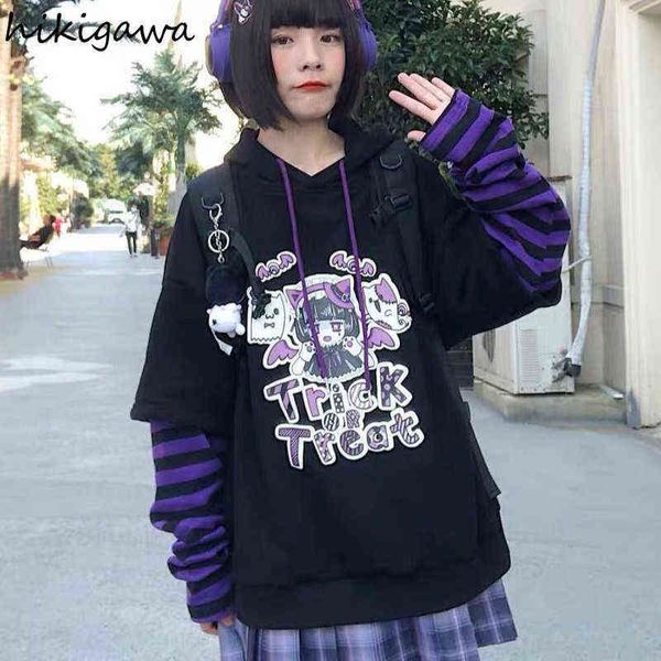 hikigawa hoodie fake two piece hooded sweatshirt striped patchwork hoodies women clothes for teens y2k anime harajuku black 220112
hikigawa hoodie fake two piece hooded sweatshirt striped patchwork hoodies women clothes for teens y2k anime harajuku black 220112