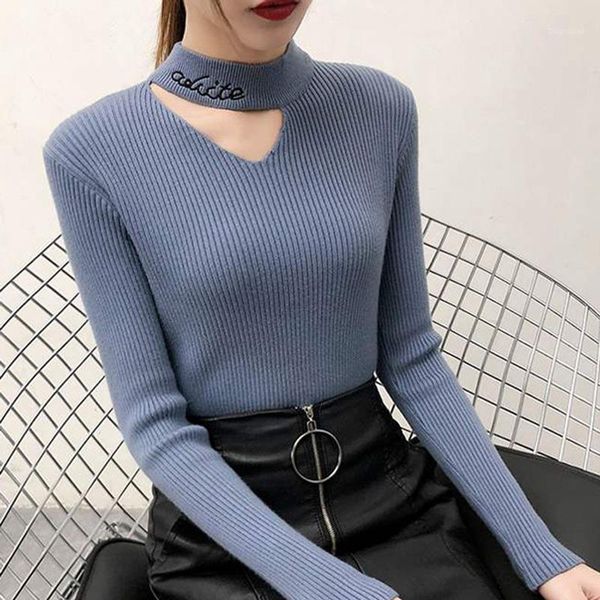 autumn and winter half-high collar sweaters korean style women long-sleeved slim letter temperament knitwear jumper 20201, White;black
autumn and winter half-high collar sweaters korean style women long-sleeved slim letter temperament knitwear jumper 20201, White;black