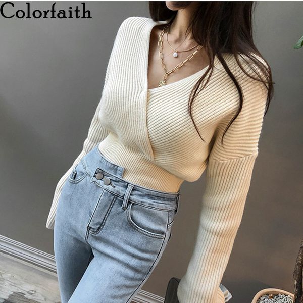 colorfaith autumn winter women sweater v-neck pullovers minimalist short knitted elegant korean ladies jumpers sw8556 201130, White;black
colorfaith autumn winter women sweater v-neck pullovers minimalist short knitted elegant korean ladies jumpers sw8556 201130, White;black