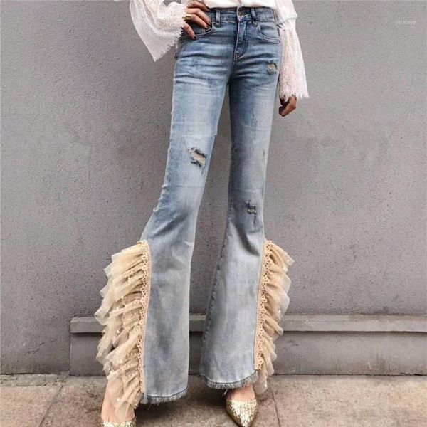 2019 spring autumn fashion flare jeans women side split heavy work lace beaded skinny jeans plus size1, Blue
2019 spring autumn fashion flare jeans women side split heavy work lace beaded skinny jeans plus size1, Blue