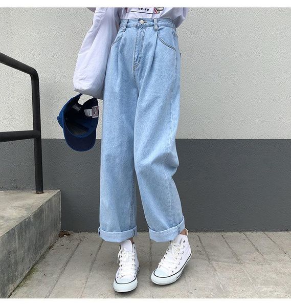 jeans women solid vintage high waist wide leg denim trousers simple students all-match loose fashion harajuku womens chic casual, Blue
jeans women solid vintage high waist wide leg denim trousers simple students all-match loose fashion harajuku womens chic casual, Blue