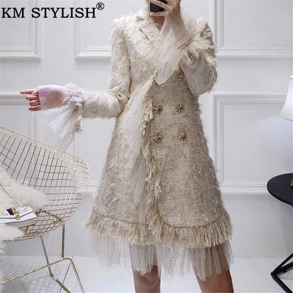 tweed coats women winter new diamond buttons 2020 fashion mesh lapel collar long female lurex double breasted tassel woolen coat, Black
tweed coats women winter new diamond buttons 2020 fashion mesh lapel collar long female lurex double breasted tassel woolen coat, Black