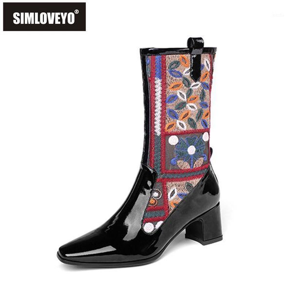 boots simloeyo women square toe thick heels traditional embroider zipper genuine leather mid calf botas mixed color size 34-431, Black
boots simloeyo women square toe thick heels traditional embroider zipper genuine leather mid calf botas mixed color size 34-431, Black