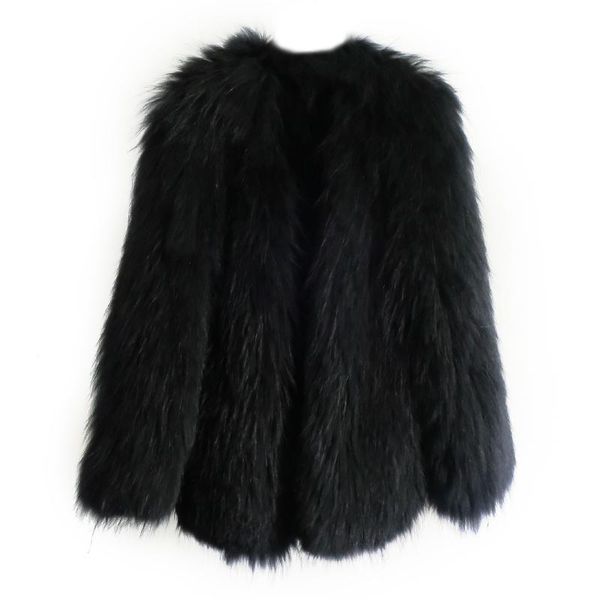 women's fur & faux real long raccoon dog overcoat lady fashion 100% knitted genuine coat jackets wearcoat vintage, Black
women's fur & faux real long raccoon dog overcoat lady fashion 100% knitted genuine coat jackets wearcoat vintage, Black