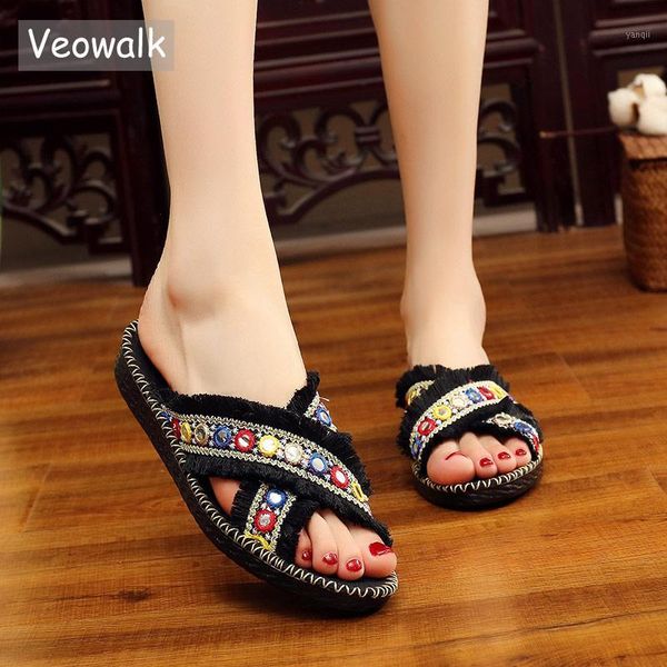 slippers veowalk cross bandage women cotton tassel flat slide shoes handmade sequins summer bohemian ladies soft open toe slippers1, Black
slippers veowalk cross bandage women cotton tassel flat slide shoes handmade sequins summer bohemian ladies soft open toe slippers1, Black