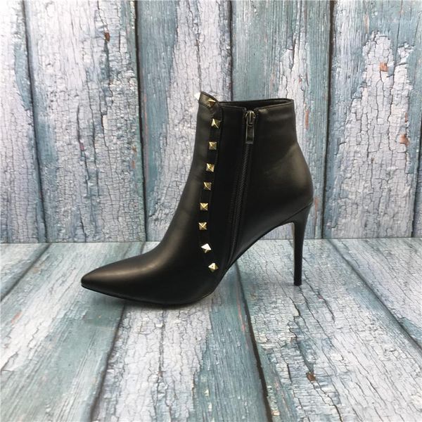 boots kmeioo fashion us size 5-15 women's middle heels ankle rivets studs shoes pointed toe booties1, Black
boots kmeioo fashion us size 5-15 women's middle heels ankle rivets studs shoes pointed toe booties1, Black