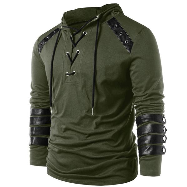 vintage faux leather patchwork lace up hooded hoodie fashion men full sleeve drawstring hoodies outerwear pullover sweatshirt kg-670, Black
vintage faux leather patchwork lace up hooded hoodie fashion men full sleeve drawstring hoodies outerwear pullover sweatshirt kg-670, Black