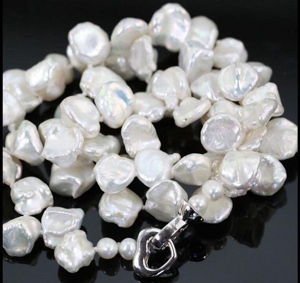 natural 18" keshi white pearl necklace freshwater baroque xmas necklace 11-14mm, Silver
natural 18" keshi white pearl necklace freshwater baroque xmas necklace 11-14mm, Silver