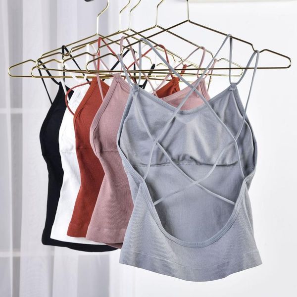 new women tank crop female cropped camis seamless underwear back hollow summer sleeveless padded camisole femme1, Black;white
new women tank crop female cropped camis seamless underwear back hollow summer sleeveless padded camisole femme1, Black;white