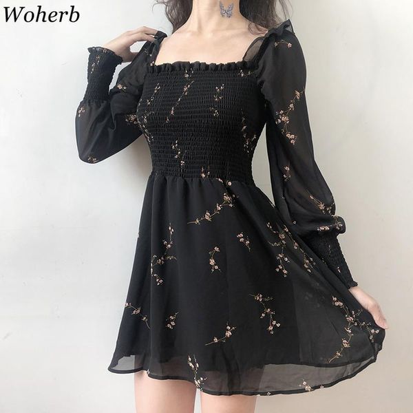 woherb 2020 summer womens black dress vintage flower long puff sleeve chiffon dresses korean casual mini vestidos mujer 215931, Black;gray
woherb 2020 summer womens black dress vintage flower long puff sleeve chiffon dresses korean casual mini vestidos mujer 215931, Black;gray