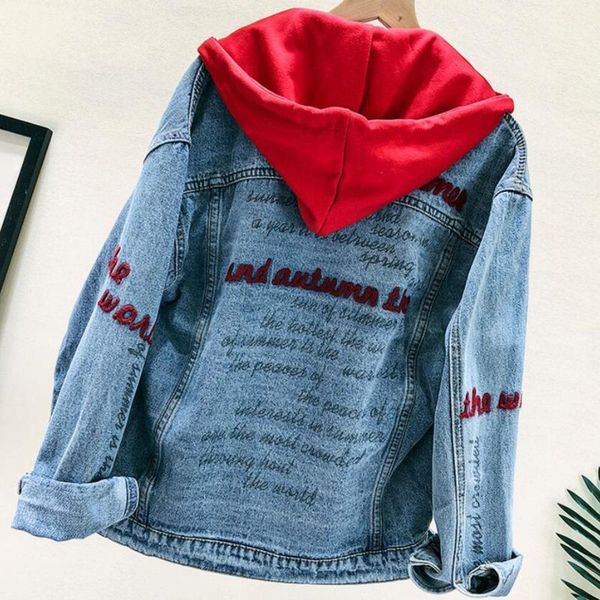 spring autumn loose denim jacket women embroidery harajuku hooded jean coat chaquetas mujer veste en jean1, Black;brown
spring autumn loose denim jacket women embroidery harajuku hooded jean coat chaquetas mujer veste en jean1, Black;brown