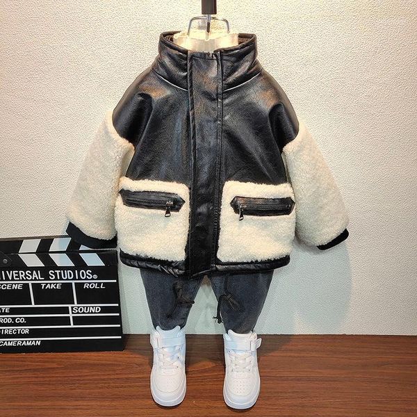 202 new winter boys leather children jacket fleece jackets boys coats kids baby thick warm outerwear for clothing d4451, Blue;gray
202 new winter boys leather children jacket fleece jackets boys coats kids baby thick warm outerwear for clothing d4451, Blue;gray