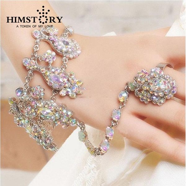 himstory luxurious ab color czech rhinestone bridal bracelets & bangles with ring wedding jewelry accessoies, Black
himstory luxurious ab color czech rhinestone bridal bracelets & bangles with ring wedding jewelry accessoies, Black