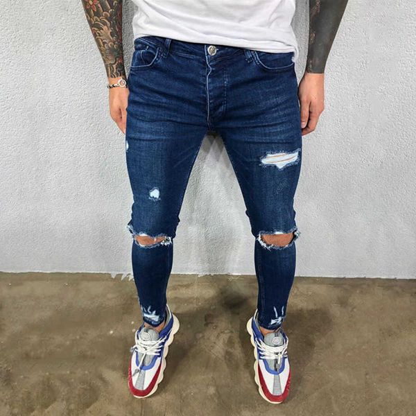 streetwear cool boys ripped hole tousers men's korea fashion destroyed stretchy taped slim fit denim jeans, Blue
streetwear cool boys ripped hole tousers men's korea fashion destroyed stretchy taped slim fit denim jeans, Blue