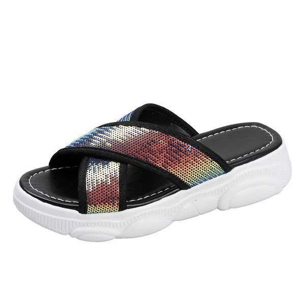 fashion lovely sequin slippers 2022 new thick soles comfortable non-slip versatile women's personalized beach sandals, Black
fashion lovely sequin slippers 2022 new thick soles comfortable non-slip versatile women's personalized beach sandals, Black