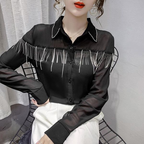 spring fall korean style cardigan blouse fashion shiny diamonds tassels women long sleeve shirt new, White
spring fall korean style cardigan blouse fashion shiny diamonds tassels women long sleeve shirt new, White