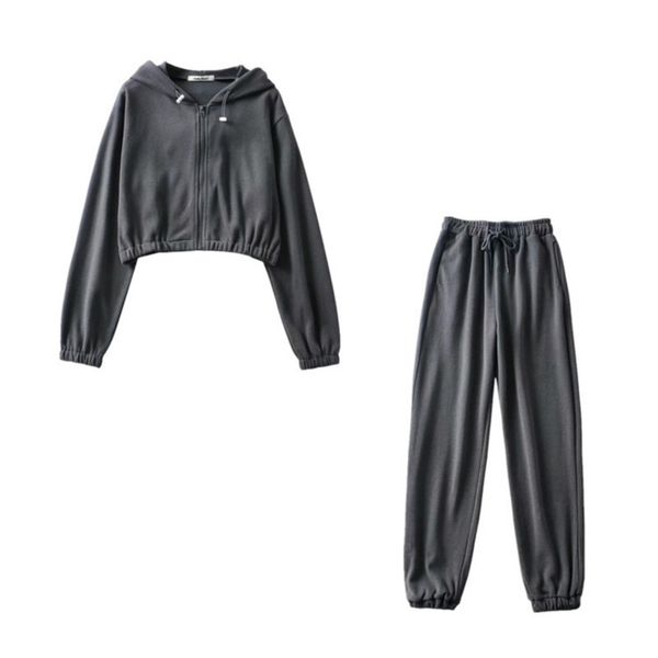women's casual suit fashion spring street 2021 new short hooded sweater + elastic waist leggings, Gray
women's casual suit fashion spring street 2021 new short hooded sweater + elastic waist leggings, Gray