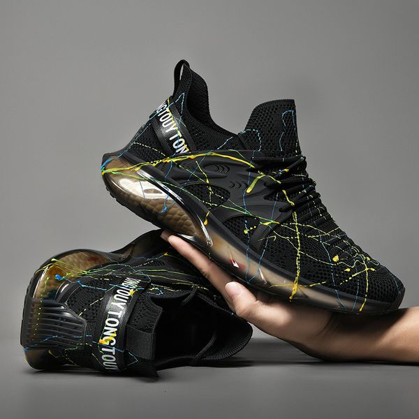 friday men's new luminous impact absorbing sneakers, black / white sneakers walking in the gym