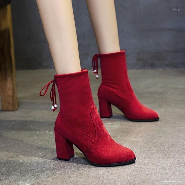 women mid calf boots stretch fabric high heels flock dress shoes pointed toe square heels booties 2020 winter botas mujer1, Black
women mid calf boots stretch fabric high heels flock dress shoes pointed toe square heels booties 2020 winter botas mujer1, Black