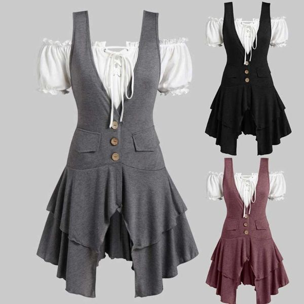 plus size fashion two pieces set blouse buttons tunic + off shoulder blouse casual ladies female women short sleeve blusas, White
plus size fashion two pieces set blouse buttons tunic + off shoulder blouse casual ladies female women short sleeve blusas, White