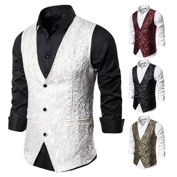 men's stage costumes wear jacquard vest p studio host singer emcee dance vests banquet men suits\n waistcoat men collar, Black;white
men's stage costumes wear jacquard vest p studio host singer emcee dance vests banquet men suits\n waistcoat men collar, Black;white