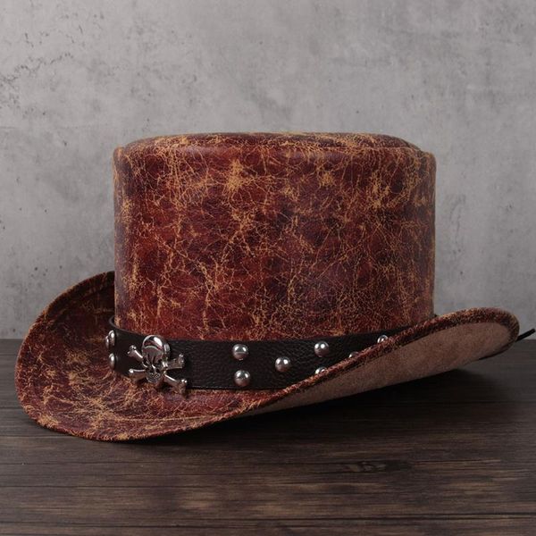 wide brim hats 2021 100% leather hat women men fedora magic flat steampunk cosplay pork pie party caps 13cm, Blue;gray
wide brim hats 2021 100% leather hat women men fedora magic flat steampunk cosplay pork pie party caps 13cm, Blue;gray