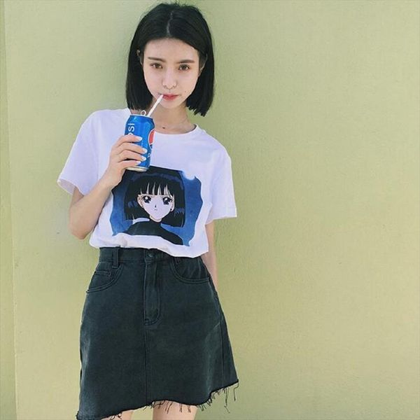 summer short sleeved harajuku large size casual ulzzang cute loose female short sleeved t shirt cartoon sailor moon t shirt, White
summer short sleeved harajuku large size casual ulzzang cute loose female short sleeved t shirt cartoon sailor moon t shirt, White