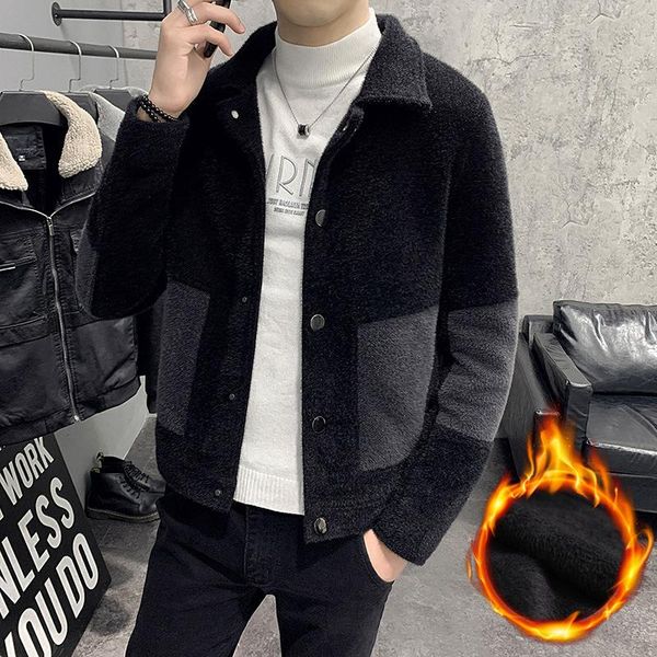 men's jackets woolen coat short style 2021 winter plush thickening youth fashion color matching jacket, Black;brown
men's jackets woolen coat short style 2021 winter plush thickening youth fashion color matching jacket, Black;brown