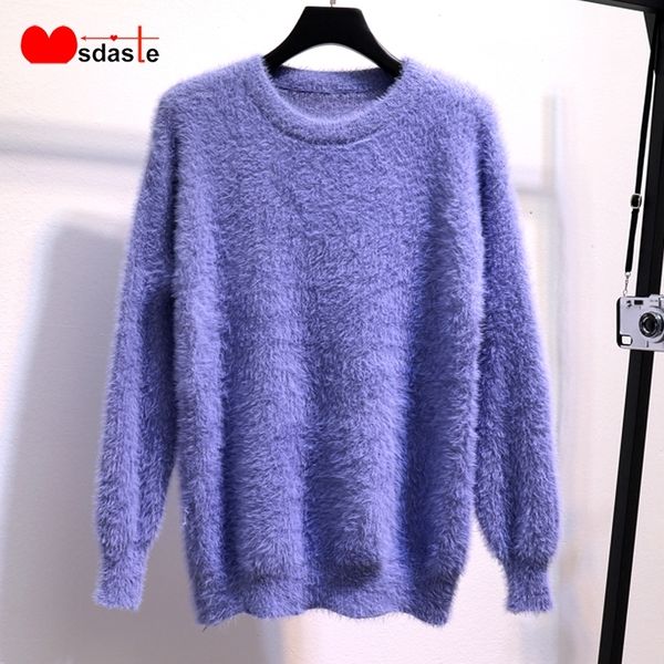 mohair sweaters women winter soft knitted o-neck casual loose knitwear candy color female warm soft woman pullovers y200720, White;black
mohair sweaters women winter soft knitted o-neck casual loose knitwear candy color female warm soft woman pullovers y200720, White;black