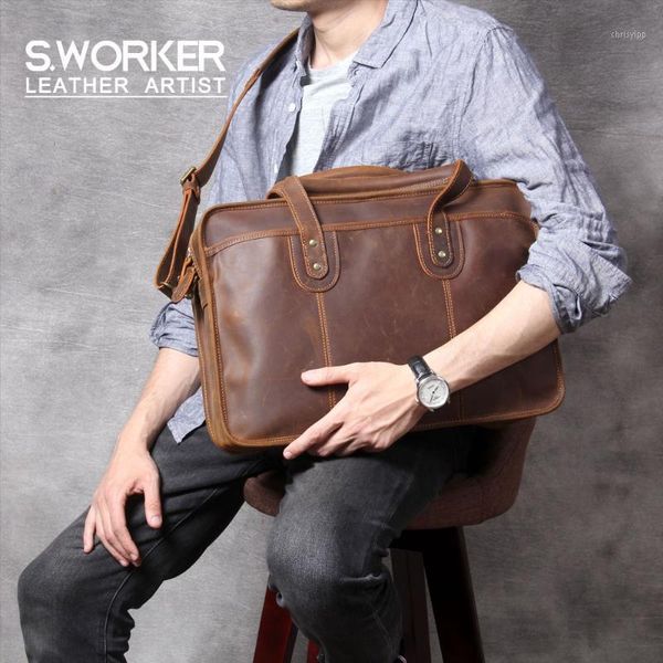 s.worker vintage genuine leather briefcase crazy-horse leather travel bag men large capacity lapshoulder bag weekender1
s.worker vintage genuine leather briefcase crazy-horse leather travel bag men large capacity lapshoulder bag weekender1