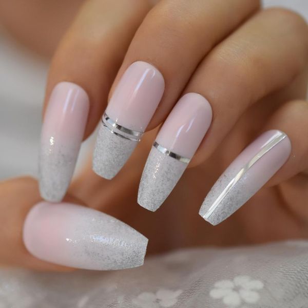 gorgeous fake nails pink luxury french style tips metallic silver line decorative extra long press on fingernails silver glitter, Red;gold
gorgeous fake nails pink luxury french style tips metallic silver line decorative extra long press on fingernails silver glitter, Red;gold