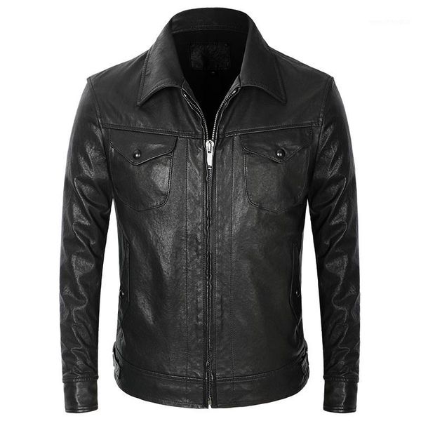 men's leather & faux vintage goatskin genuine motorcycle jacket men black slim short real coat business casual clothes1
men's leather & faux vintage goatskin genuine motorcycle jacket men black slim short real coat business casual clothes1