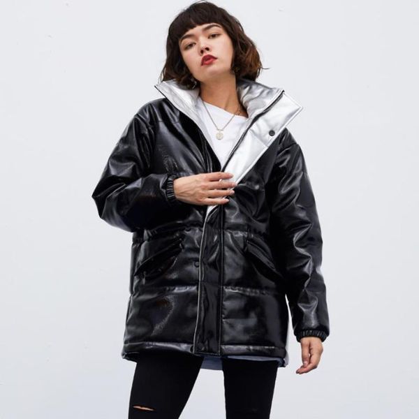 women's leather & faux fashion warm velvet stitching lining pu jackets female locomotive style oversized windproof cotton f601, Black
women's leather & faux fashion warm velvet stitching lining pu jackets female locomotive style oversized windproof cotton f601, Black
