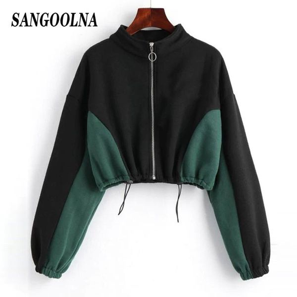 jacket women patchwork sweatshirt 2020 autumn winter color contrast zipper loose stand colar casual sweatshirt crop, Black
jacket women patchwork sweatshirt 2020 autumn winter color contrast zipper loose stand colar casual sweatshirt crop, Black